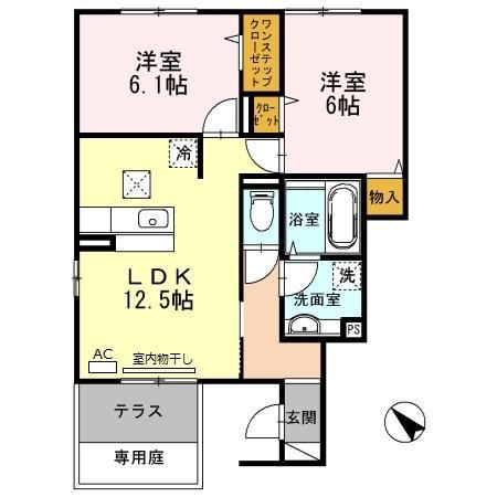ソレイユ(2LDK/1階)の間取り写真