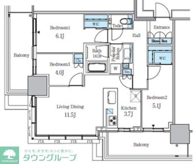 大崎ステーションレジデンス(3LDK/18階)の間取り写真