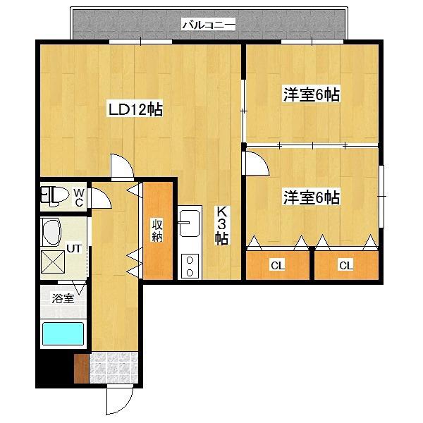 エクセル(2LDK/4階)の間取り写真