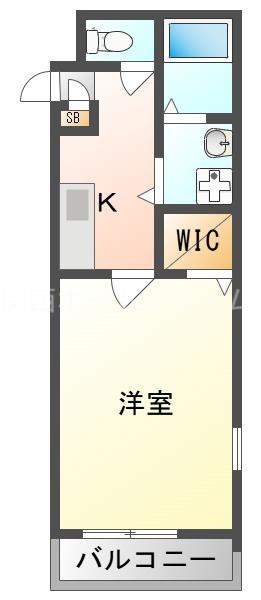 アンプルール クラージュ三喜I(1K/1階)の間取り写真