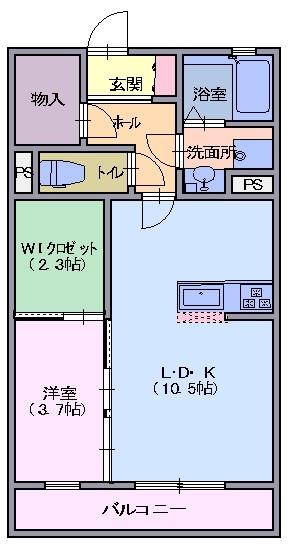 パルコート若里(1LDK/1階)の間取り写真