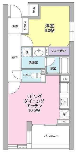 デュエット北千住マキア(1LDK/1階)の間取り写真