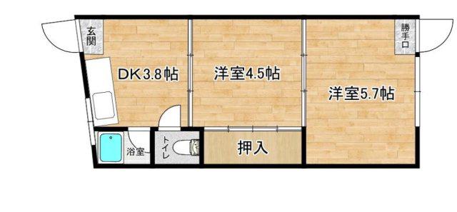 つるやビル2号館(2DK/1階)の間取り写真