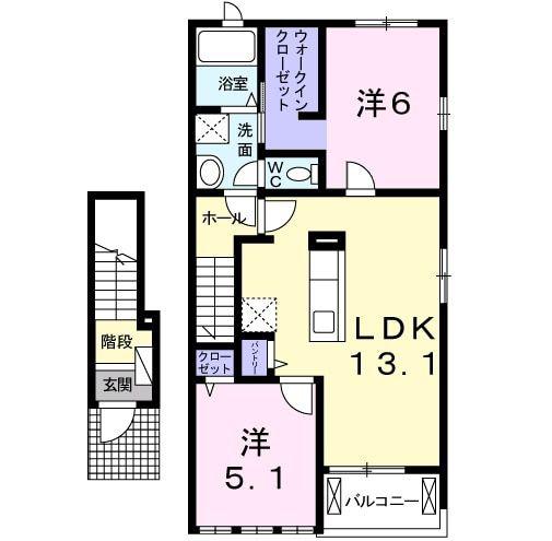 ポラリス - AI(2LDK/2階)の間取り写真