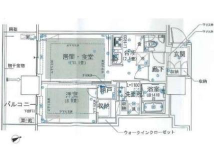 グランドシティタワー池袋(1LDK/11階)の間取り写真
