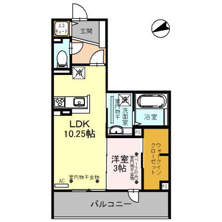 ル・ピア8(1LDK/3階)の間取り写真