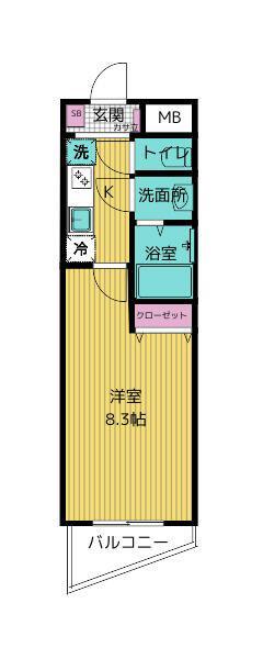 リンクフィールド井の頭(1K/2階)の間取り写真