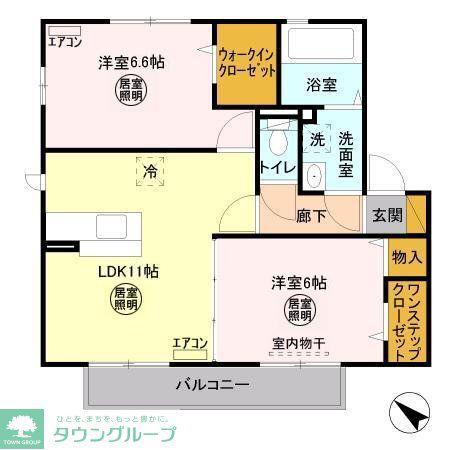 フェザントB(2LDK/2階)の間取り写真
