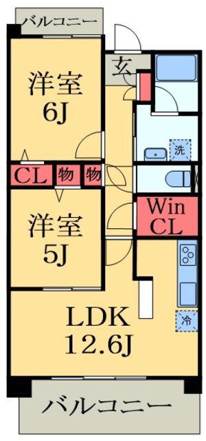 セディアヴィラージュ(2LDK/2階)の間取り写真
