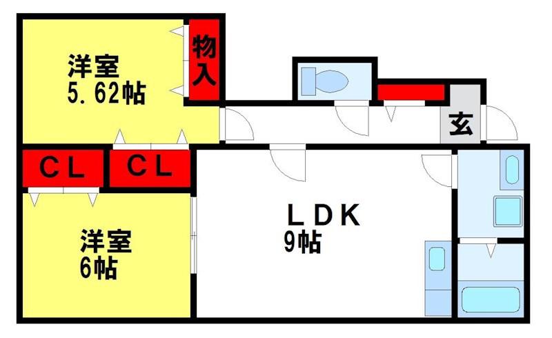 KAISEIKAN(2DK/1階)の間取り写真