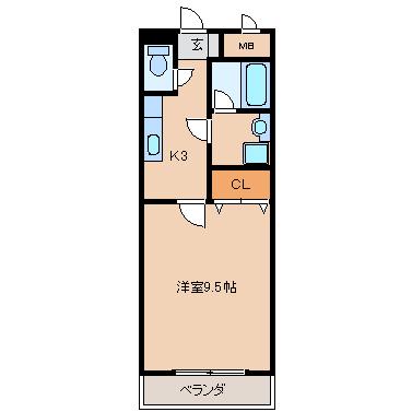 サリナス(1K/2階)の間取り写真