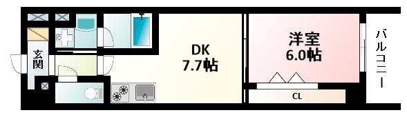 フィールドライト新大阪(1DK/2階)の間取り写真