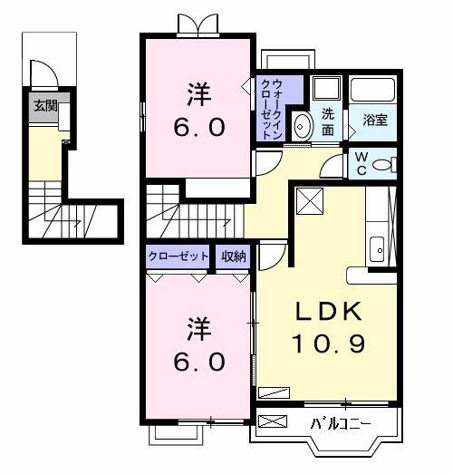 カーサセレーノ(2LDK/2階)の間取り写真