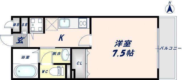 エクレール上小阪(1K/2階)の間取り写真