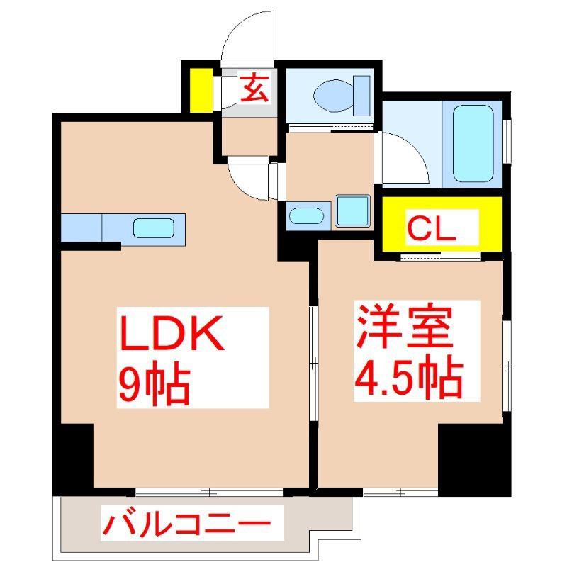 さくらヒルズ樋之口壱番館(1LDK/8階)の間取り写真