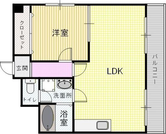 リアン中央(1LDK/6階)の間取り写真