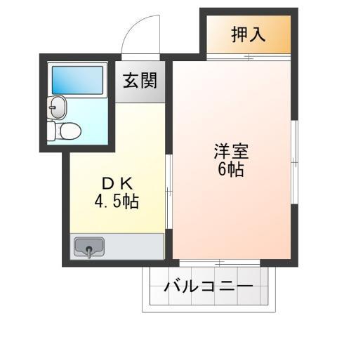 ハイツCABIN(1DK/2階)の間取り写真