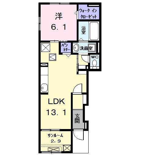 地下鉄東山線 八田駅(JR) 徒歩20分 2階建 築1年(1LDK/1階)の間取り写真