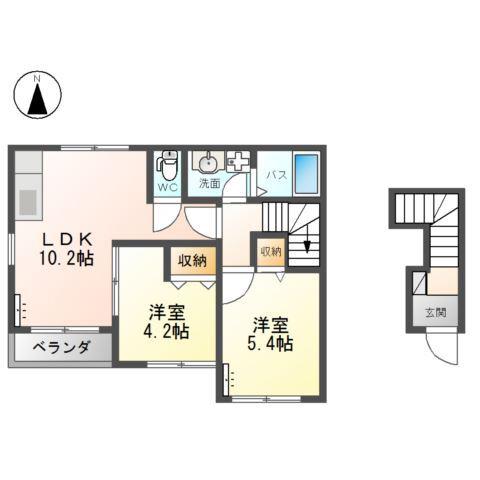 ソフィア(2LDK/2階)の間取り写真
