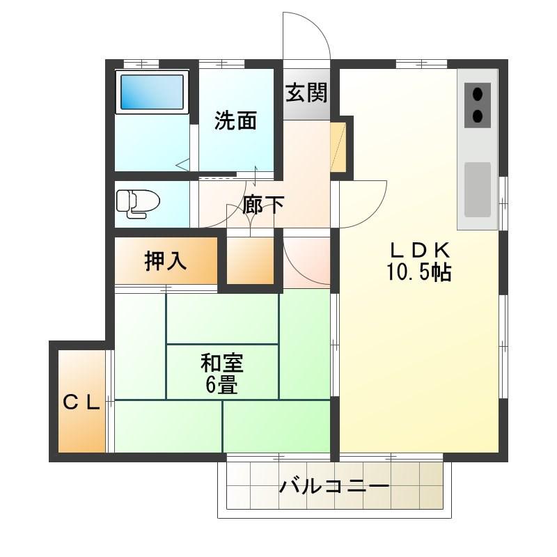 キャピタル(1LDK/2階)の間取り写真
