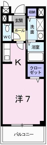 アラモードF(ワンルーム/2階)の間取り写真