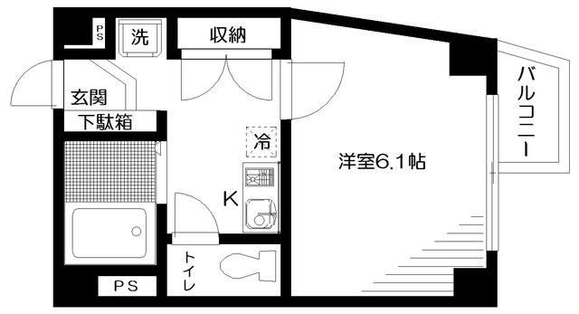 ロワール三宿(1K/3階)の間取り写真
