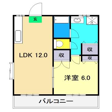 グリーンハイツ(1LDK/2階)の間取り写真