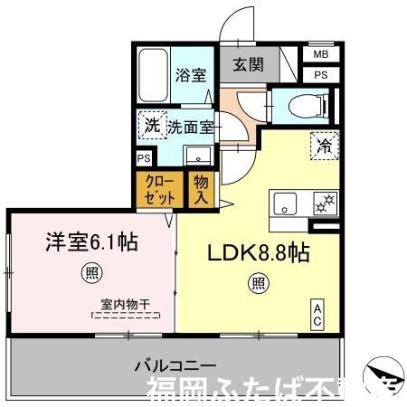 メゾンQ(1LDK/3階)の間取り写真