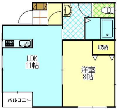 かおーる牛島(1LDK/1階)の間取り写真