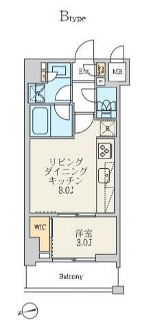 クレストコート北千住レジデンス(1LDK/3階)の間取り写真