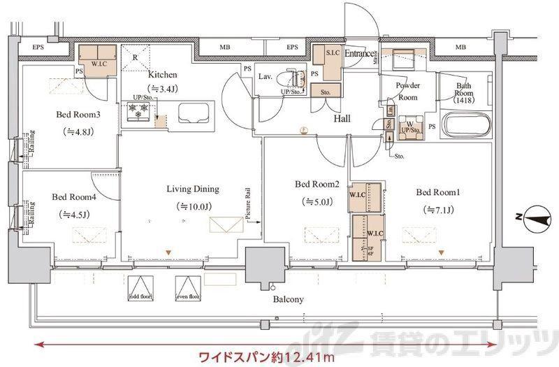 ブランシエスタ木場(4LDK/4階)の間取り写真