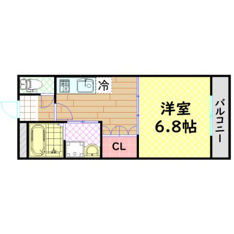 梅町マンション(1DK/1階)の間取り写真