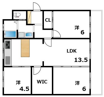 ヒルズ御影山手(3LDK/5階)の間取り写真