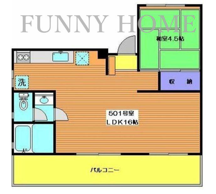 サンパレス(1LDK/5階)の間取り写真