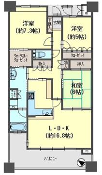 オーズタウンサウススクエアIII番館(3LDK/12階)の間取り写真