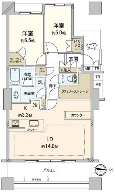BRILLIA TOWER所沢ロジュマン(2LDK/25階)の間取り写真