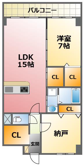 GROOVE上甲子園レジデンス(1SLDK/7階)の間取り写真