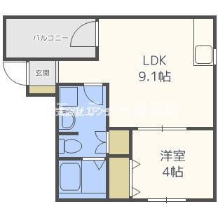 パレス沢ノ町II番館(1LDK/2階)の間取り写真