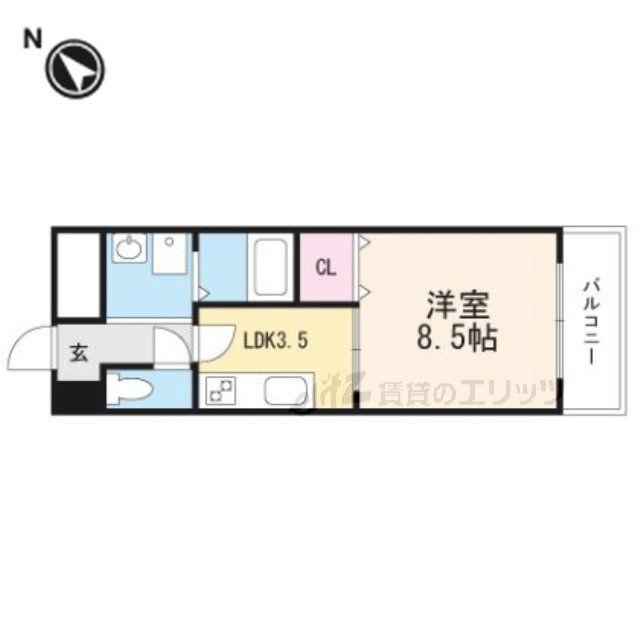 アンプルールクラージュ別府(1K/1階)の間取り写真