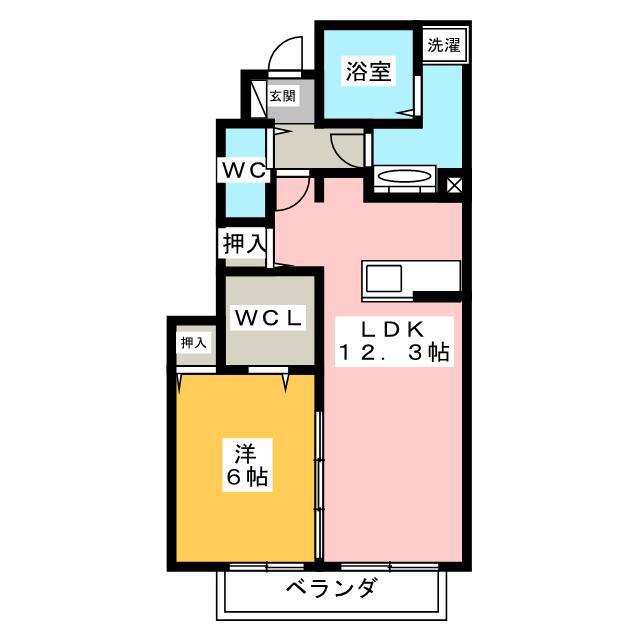 D-ROOM別名 A棟(1LDK/1階)の間取り写真