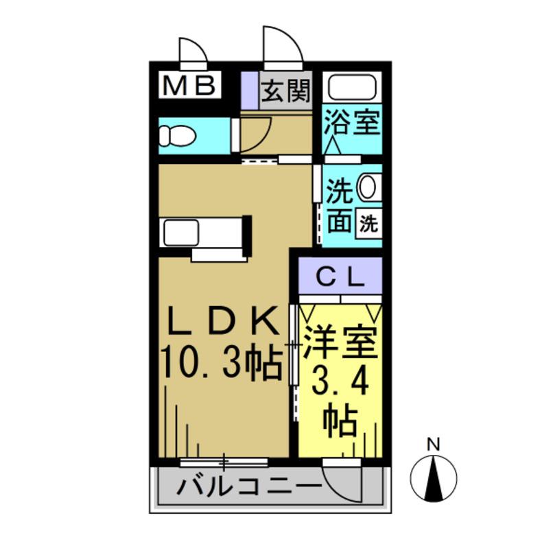 アムセント(1LDK/1階)の間取り写真