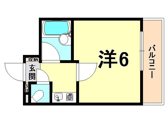 ホワイエ甲子園(1K/3階)の間取り写真