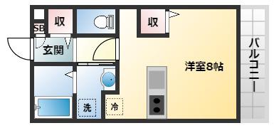 コンフォート小山(ワンルーム/1階)の間取り写真