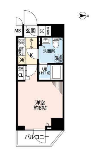 プレール・ドゥーク住吉IV(1K/8階)の間取り写真