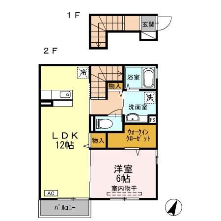 ワイスリーアイワ(1LDK/2階)の間取り写真