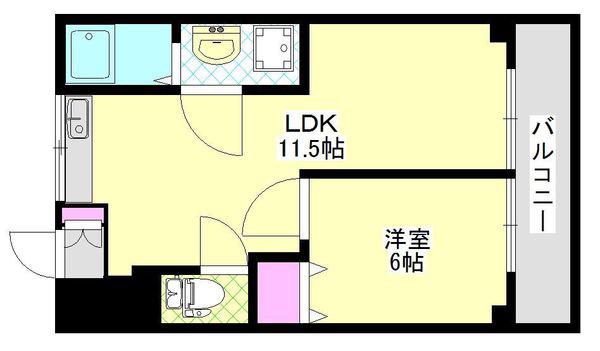 ゼフィールマンションB棟(1LDK/3階)の間取り写真