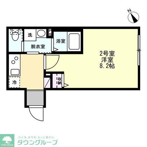 ベイルーム相模原(1K/1階)の間取り写真