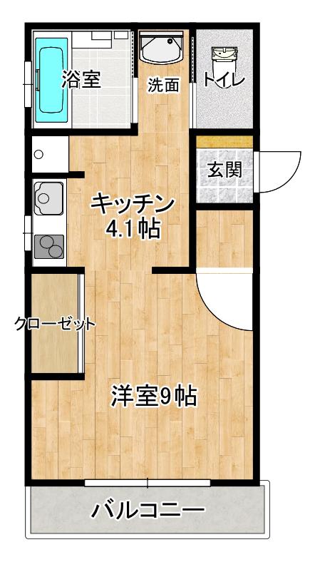 カルムハイム(1DK/2階)の間取り写真