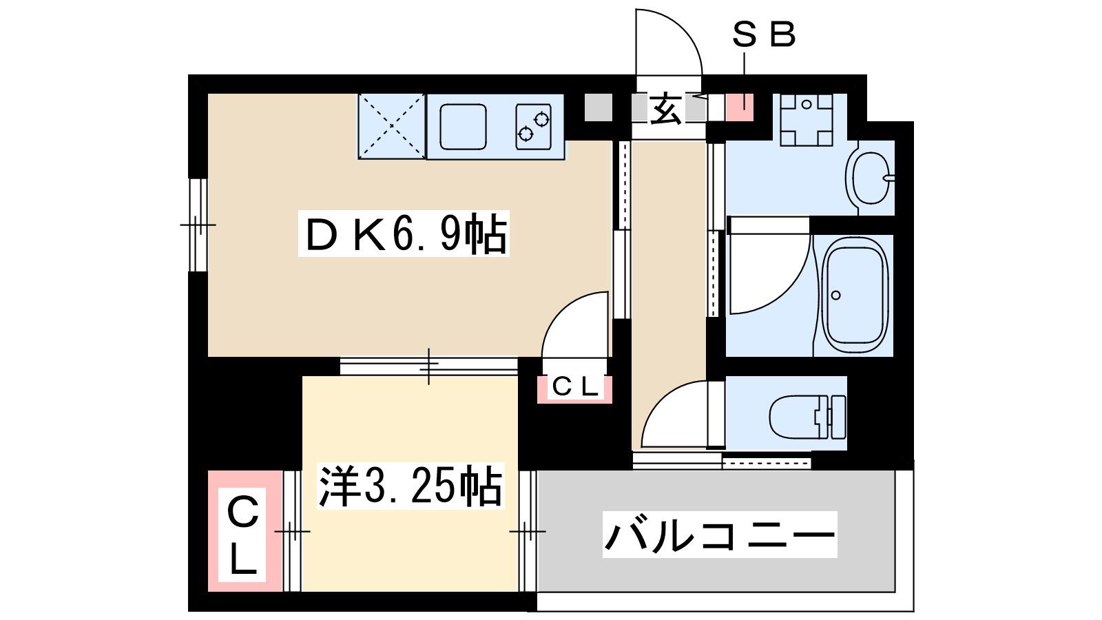 エムコート江坂(1DK/5階)の間取り写真