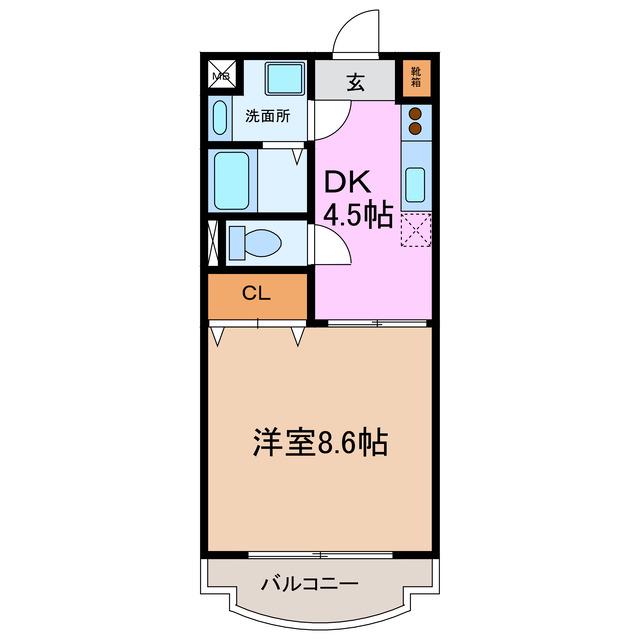 ラフォレノアール(1K/2階)の間取り写真